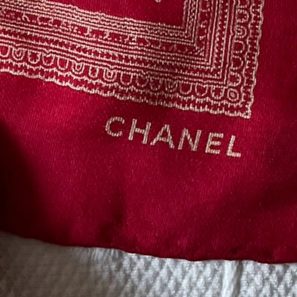 Chanel Vintage Red Silk Scarf 34” by 34” - Picture 2 of 6